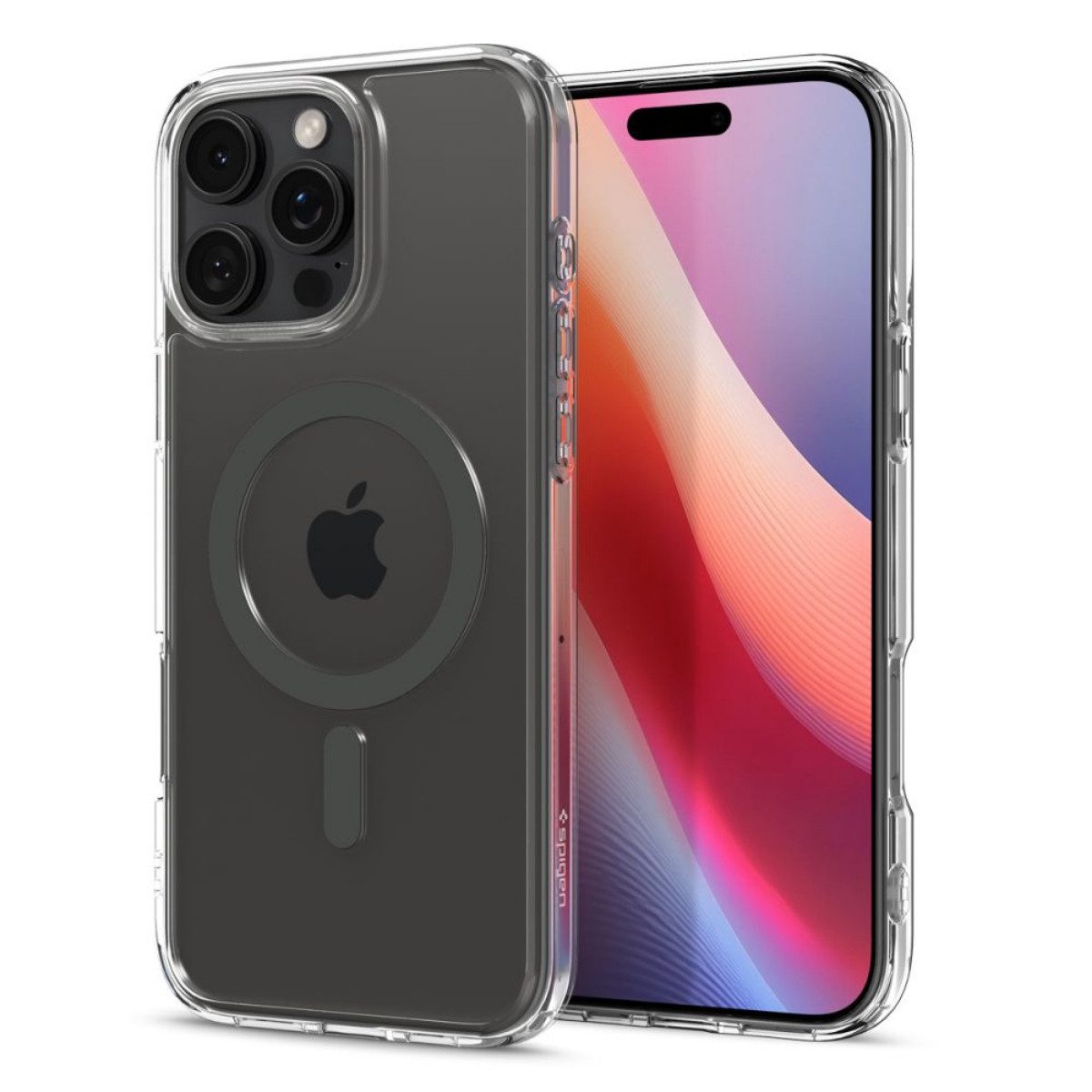Spigen Handyhülle Ultra Hybrid Graphit mit Magnetfunktion Kompatibel mit iPhone 16 Pro 6,3, Graphitfarbener Rahmen mit integrierter Magnetfunktion