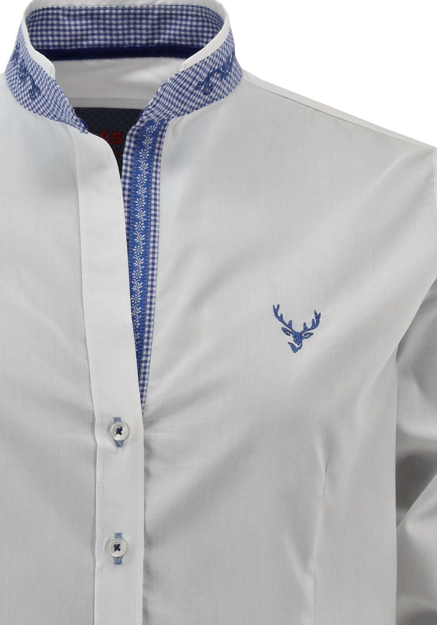 OS Trachten Trachtenbluse Smego Langarmbluse mit Stickerei auf dem Stehkragen