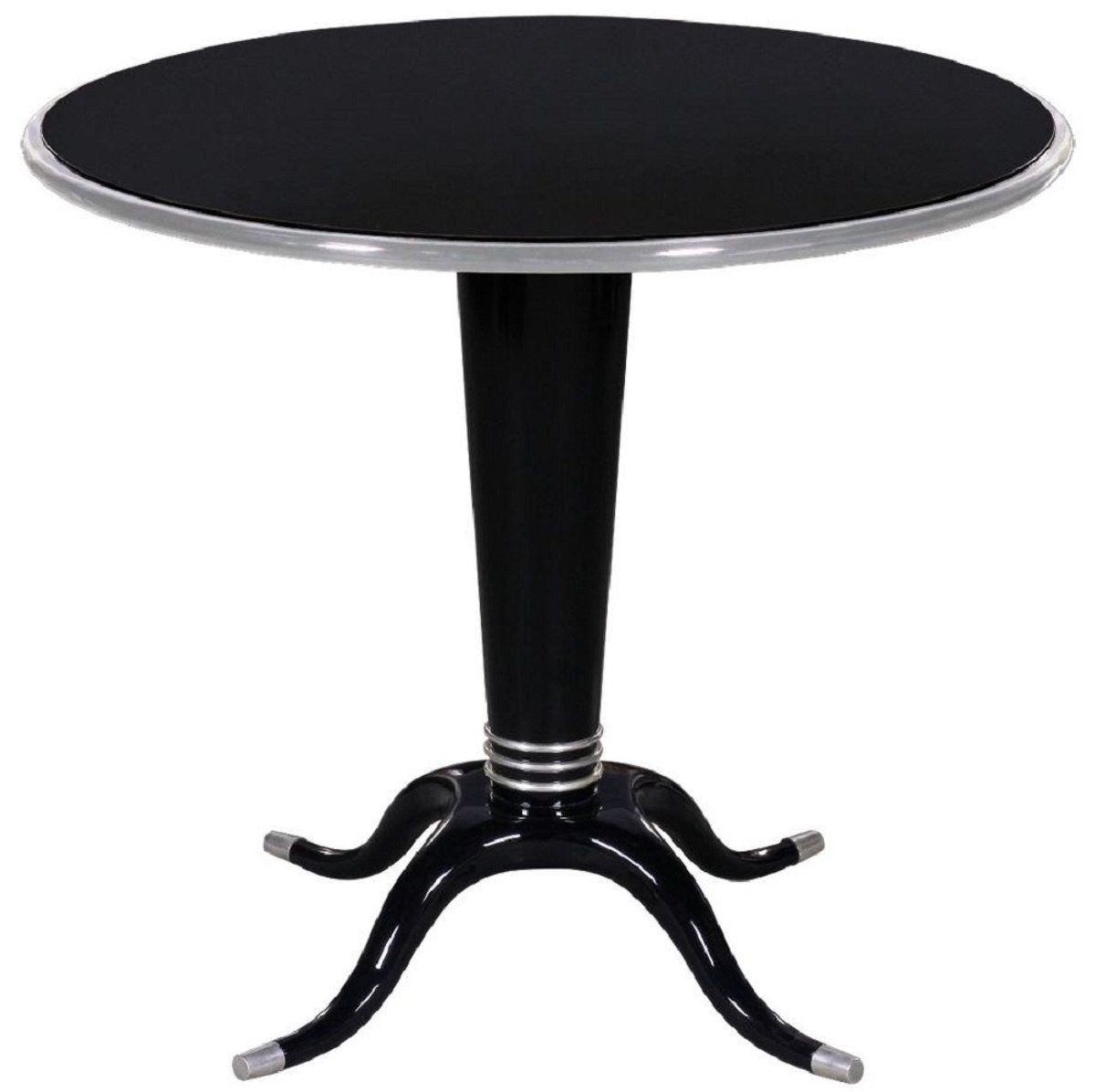 Casa 70 Luxus Schwarz Mahagoni Runder Tisch Möbel H. x Silber Beistelltisch Beistelltisch Luxus / Moderne - Padrino - 80 Massivholz - cm Ø Kollektion