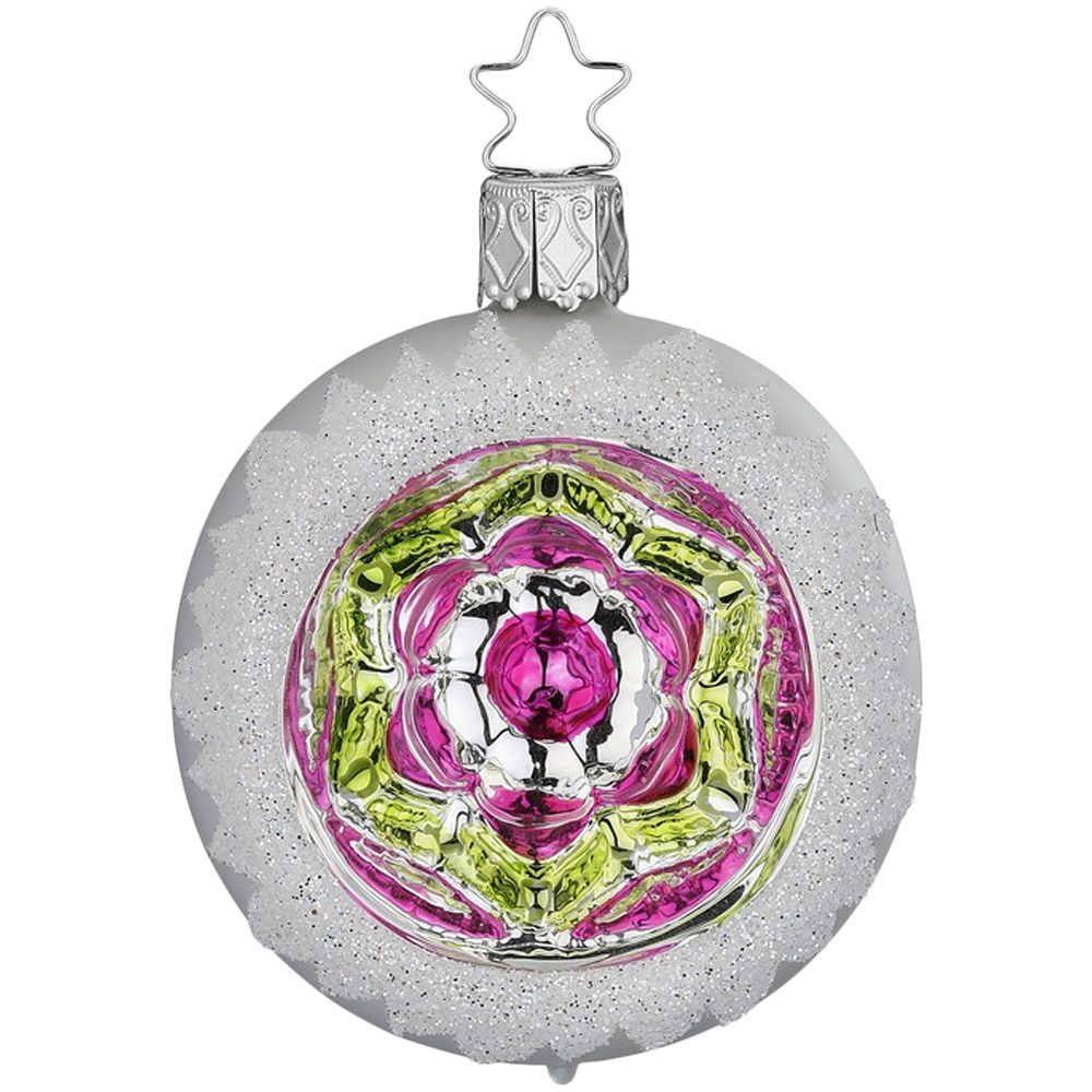 INGE-GLAS® Christbaumschmuck Reflexkugel Ornament Ø6cm silber glanz (1-tlg), mundgeblasen, handbemalt