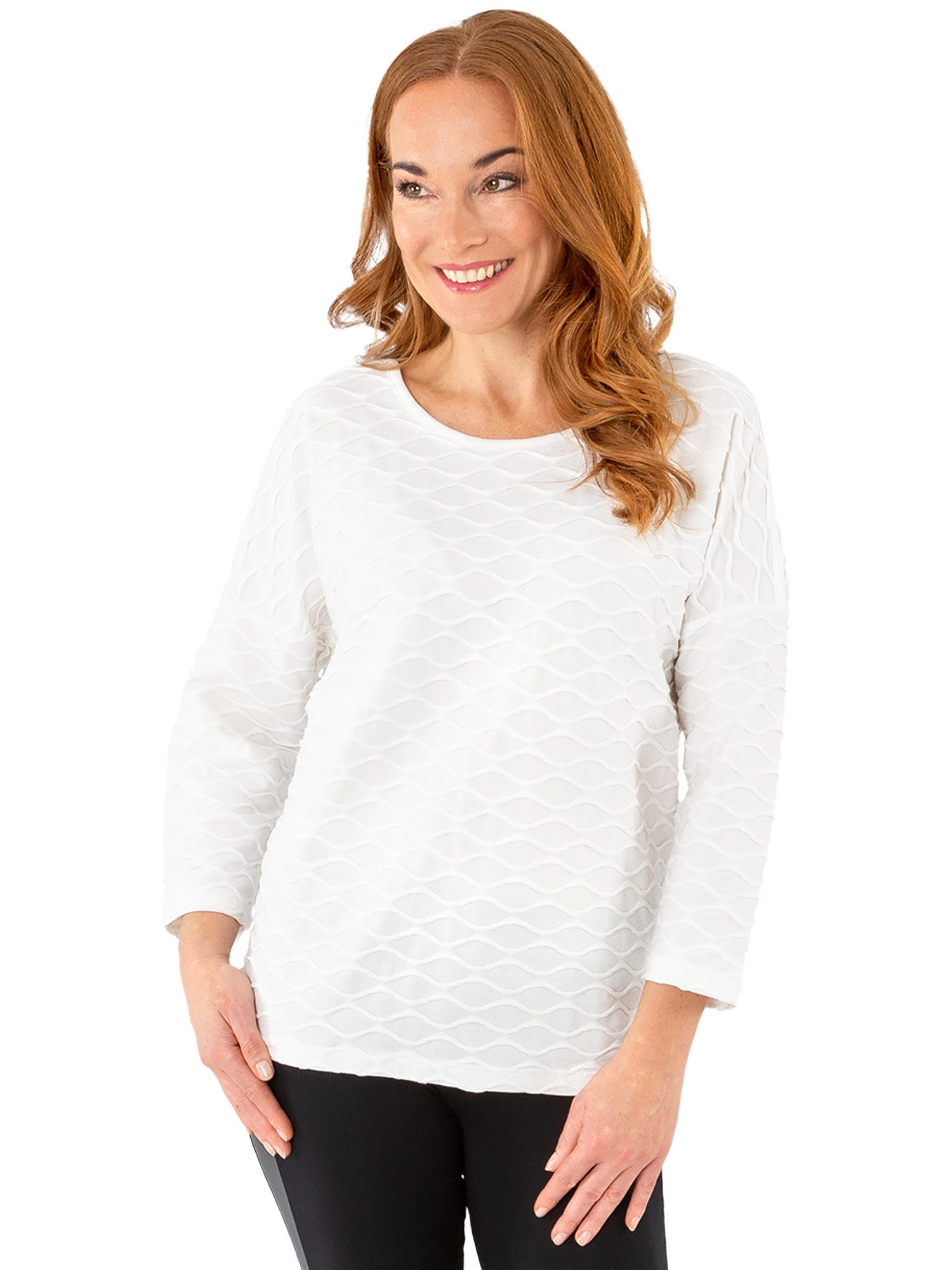 Estefania for woman Rundhalspullover 196-1133, mit Wabenstruktur elastisch