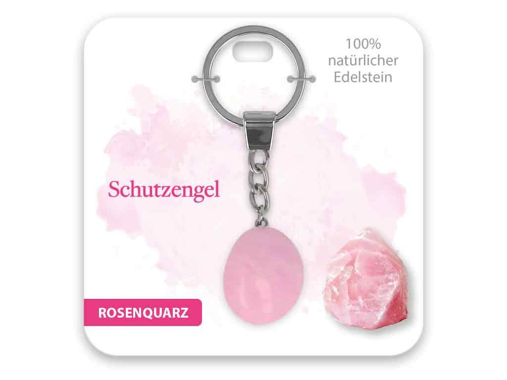 Schlüsselanhänger Set BB Klostermann Edelstein Schlüsselanhänger Rosenquarz Schutzengel