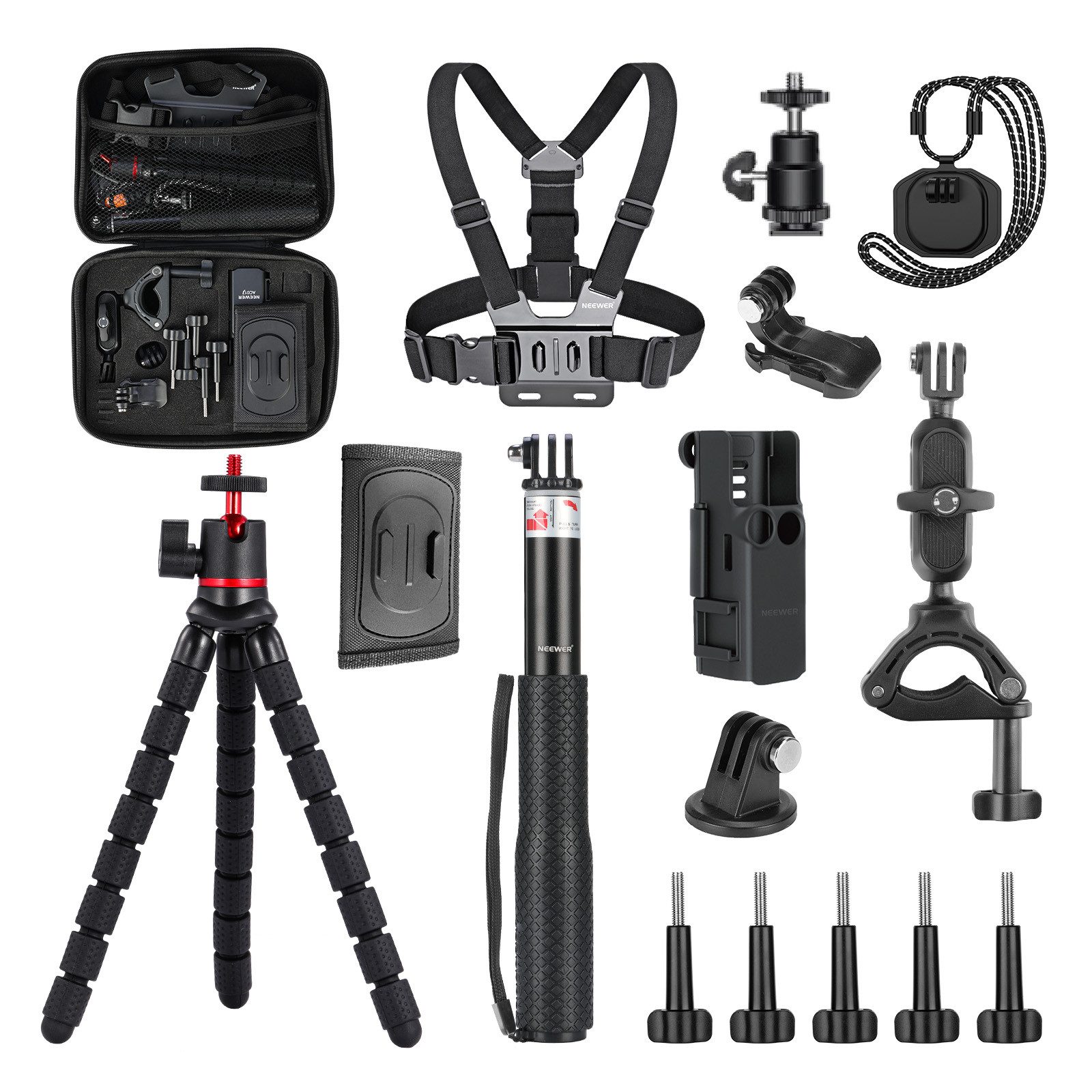 Neewer Kamerazubehör-Set 16 In 1 Zubehörset kompatibel mit DJI OSMO Pocket 3, (Packung), Verlängerung Adapter Bergsteigen Radfahren Dual Cam Vlog