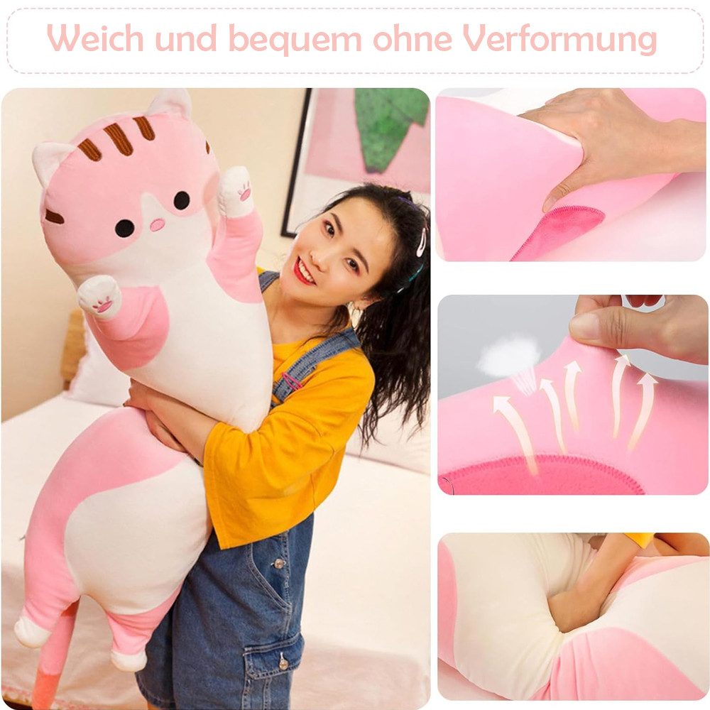TUWENA Kuscheltier Lange Katze Kuscheltier Stofftiere Katzenplüsch Spielzeug Kuschelkisse, Schönste Geschenke (Rosa,Grau, Braun, 50/70/90/110cm) Mehrere Optionen