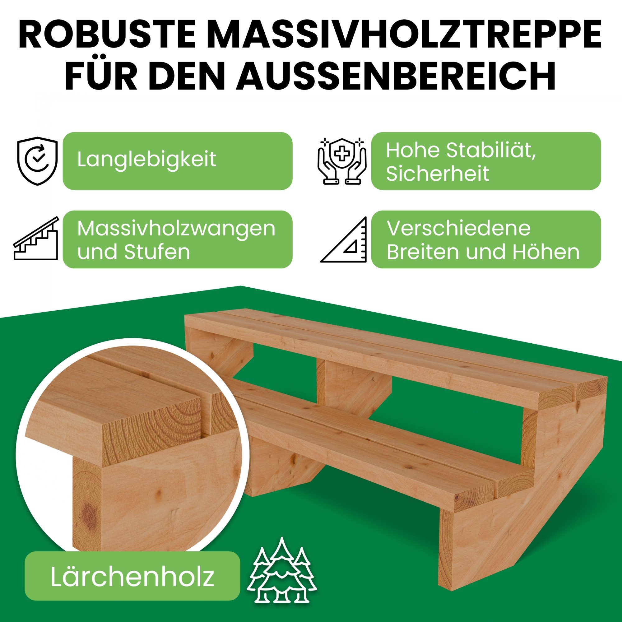 Gartenwelt Riegelsberger Außentreppe Terrassentreppe aus Lärche günstig online kaufen