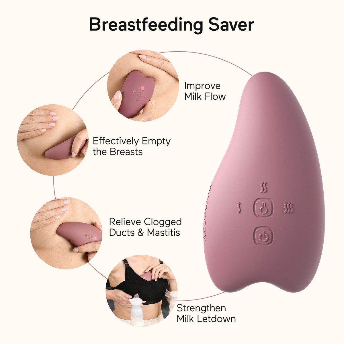 Momcozy Elektrische Milchpumpe Warming Lactation Massager – Bild 4 von 5