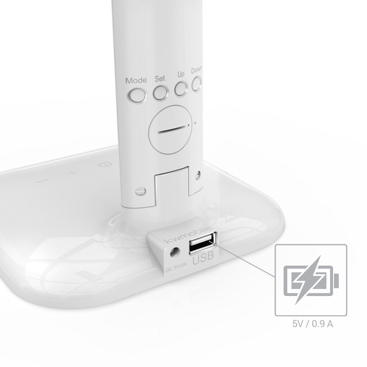Weiß mit und Dimmbare kwmobile Tischleuchte Schreibtischlampe Ladefunktion USB LCD LED Display LED