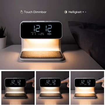 BlingBin Nachttischlampe LED Nachttischlampe Tischlampen Schlafzimmer Touch Nachttischlampe, 10W Kabellose Ladefunktion, LED fest integriert, Warmweiß, dimmbar mit 3 Helligkeitsstufen für Schlafzimmer, Haus und Büro