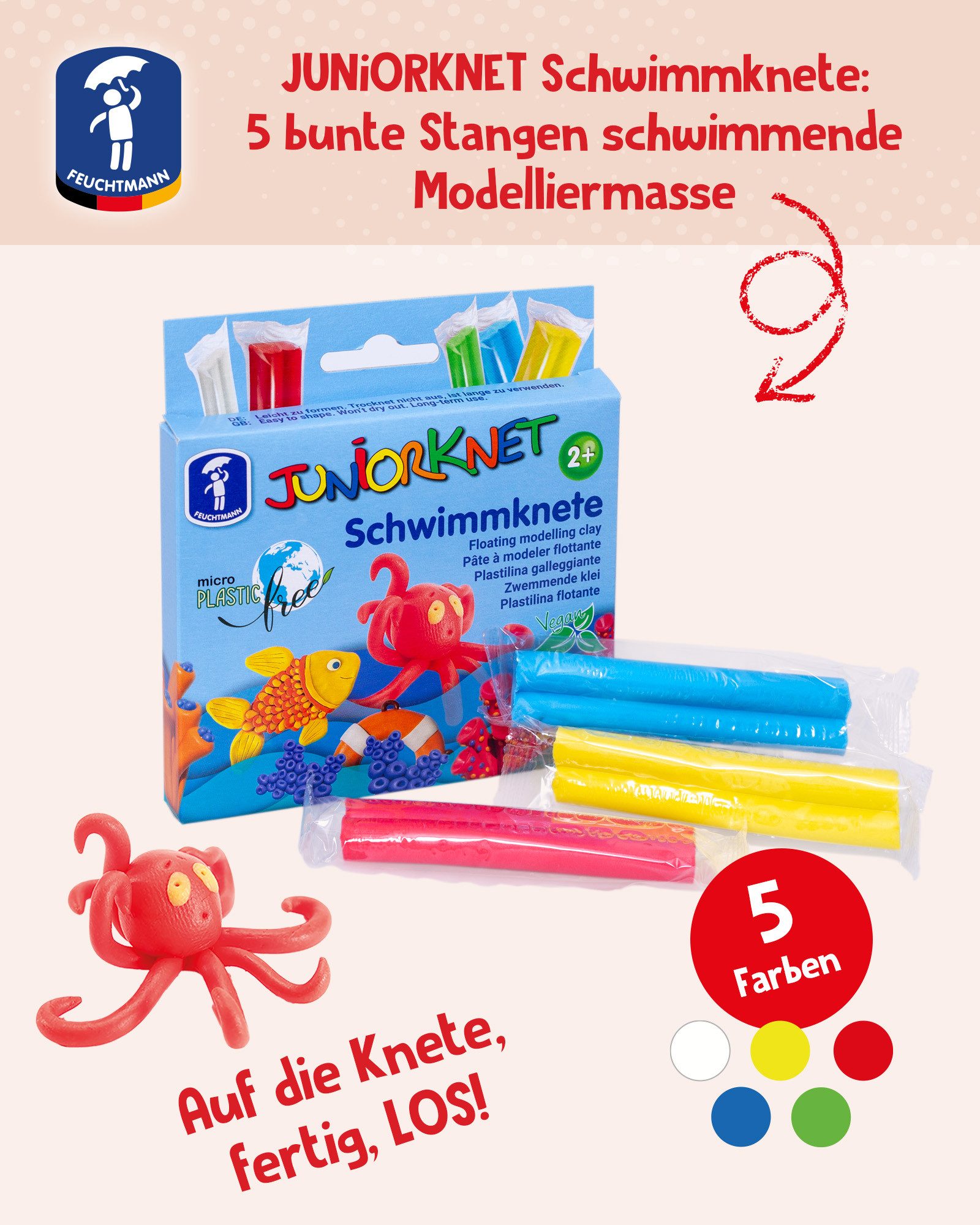 Feuchtmann Knete JUNiORKNET Schwimmknete (1-tlg), vegane und glutenfreie Kinderknete nicht trocknend