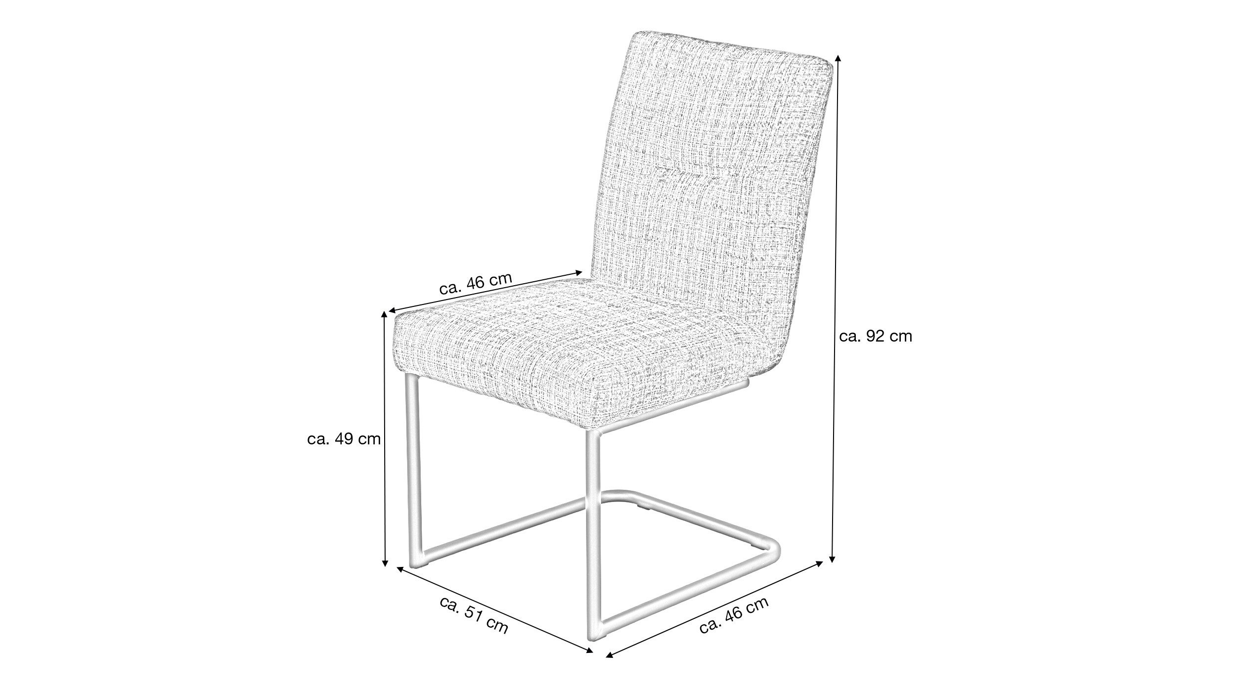 Die Möbelfundgrube® Freischwinger Komfortsitz mit Federkorb / Webstoff / »CLEO«, schwarzes Metallgestell · belastbar bis 120 kg · Bezug Strukturoptik