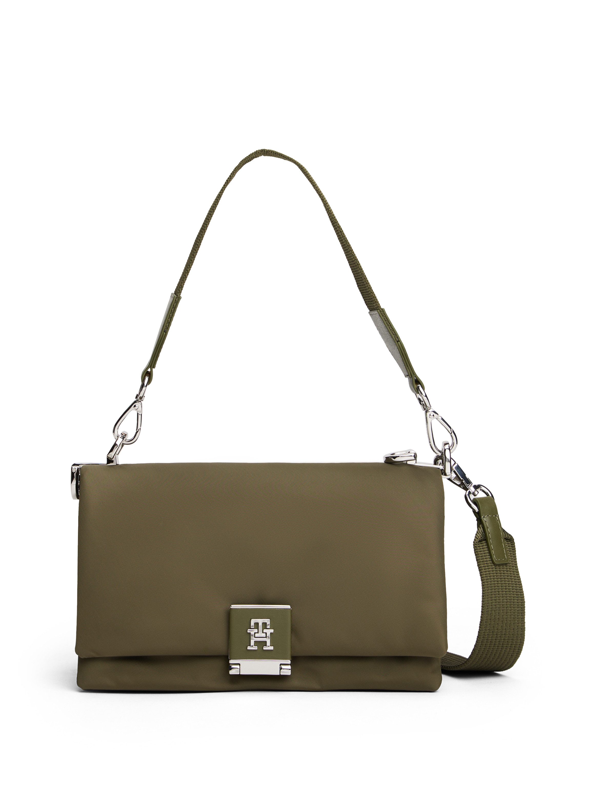 Tommy Hilfiger Umhängetasche TH HER MED CROSSOVER NYLON SV, Damen Tragetasche, Abendtasche, Clutch mit edlem TH-Steckverschluss