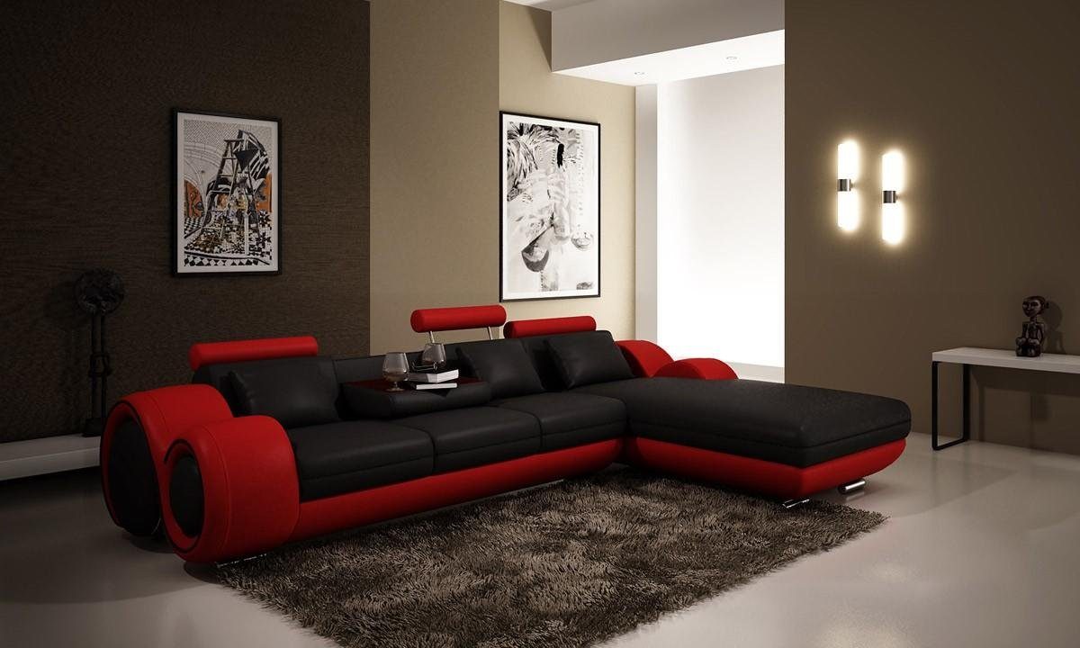 JVmoebel Ecksofa Ecksofa Sofa Couch Sofas Eck Rot Leder Garnitur, Wohnlandschaft Polster Europe in Made