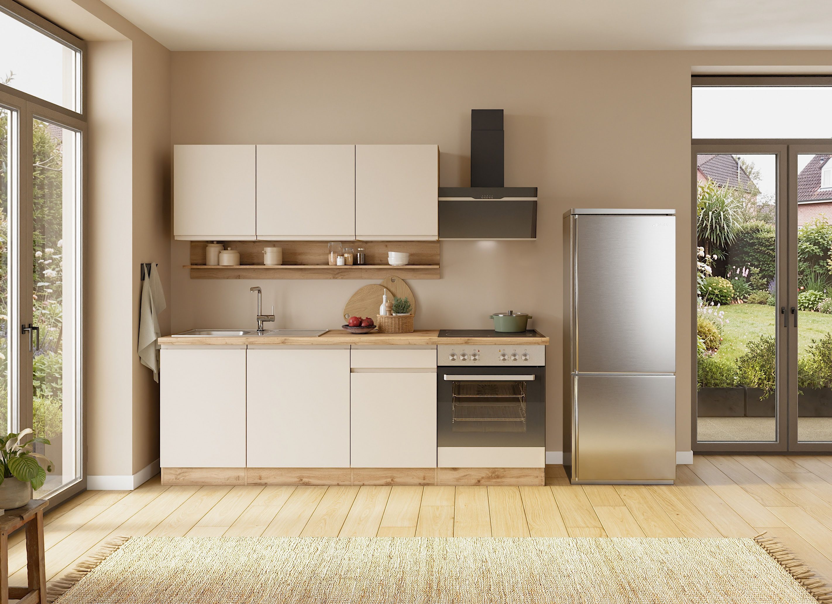 KOCHSTATION Küchenzeile KS-Virginia,neu in verbesserter Ausführung, Breite 220 cm, Soft-Close, wahlweise mit E-Geräten – Bild 2 von 5