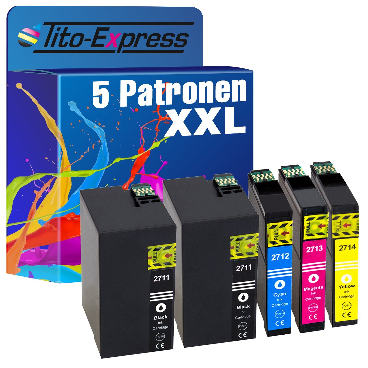 Tito-Express 5er Set ersetzt Epson T2711 T2712 T2713 T2714 Tintenpatrone (für WF-3620 7610 7615 7710 7715 WF3640 7620 7720 DTWF WF3620 7600 7700)