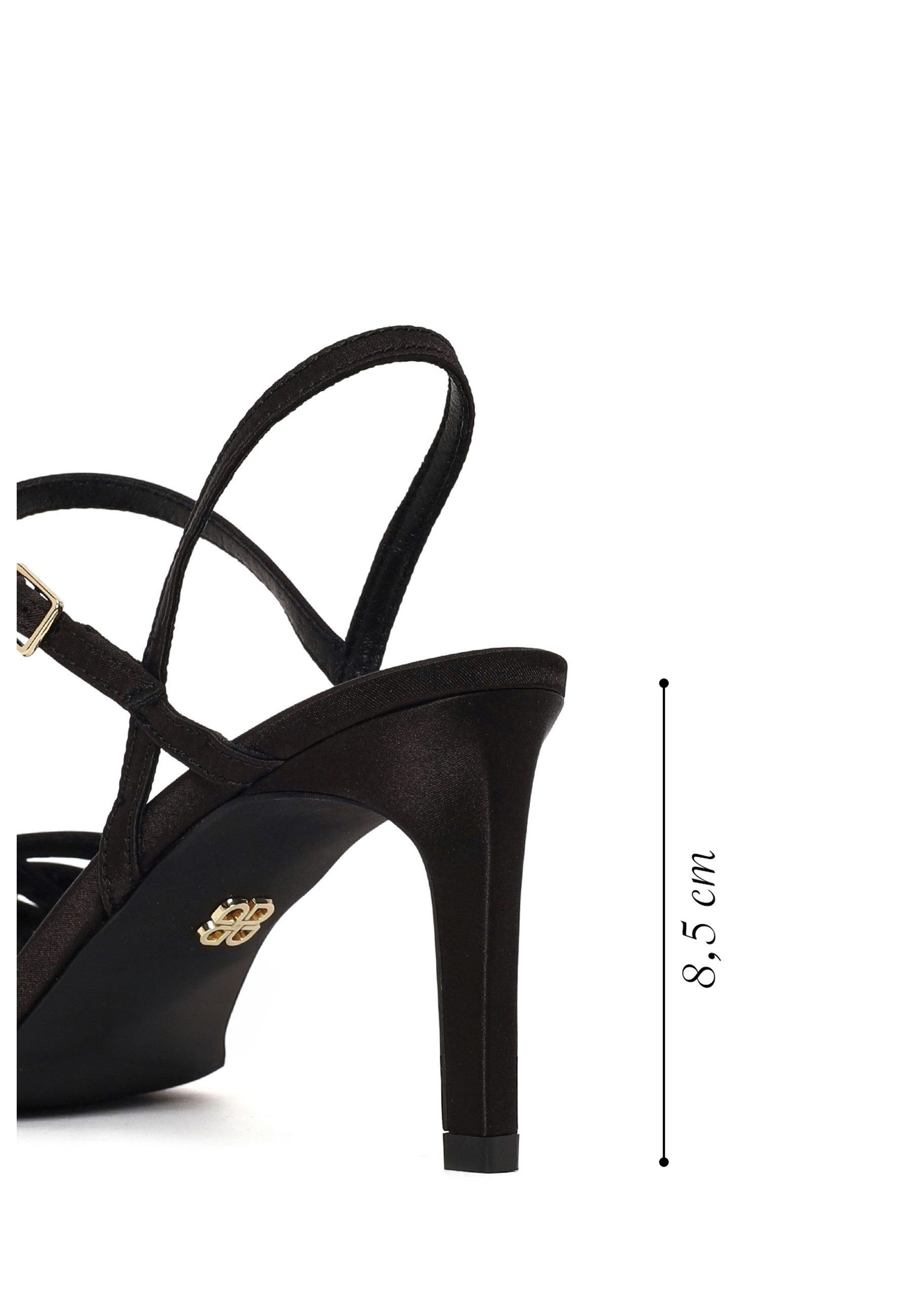 Derimod Sandaletten mit hohem Absatz aus Textil Sandale Stoff, Synthetisches Futter, TPU-Sohle, Knöchelriemen, Stilettoabsatz