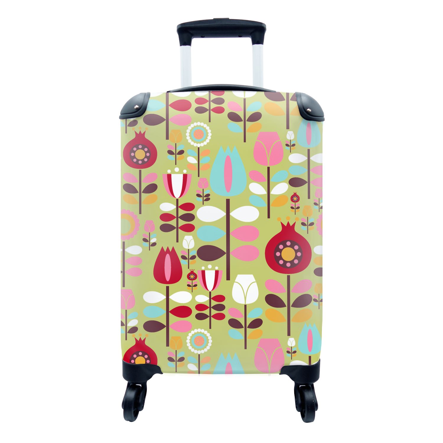 MuchoWow Handgepäckkoffer Muster - Blumen - Farben, 4 Rollen, Reisetasche mit rollen, Handgepäck für Ferien, Trolley, Reisekoffer