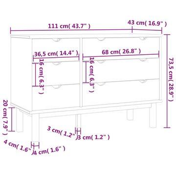 DOTMALL Eckkommode 6 Schubladen,erhältlich in drei Farbvarianten,OTTA 111x43x73,5 cm
