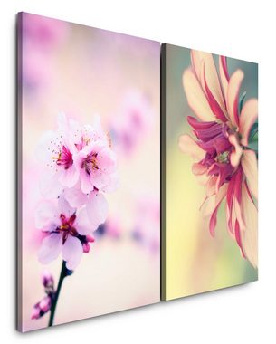 Sinus Art Leinwandbild 2 Bilder je 60x90cm Blüten Baumblüten Kirschbaum Kirschblüten Frühling Sakura Japan