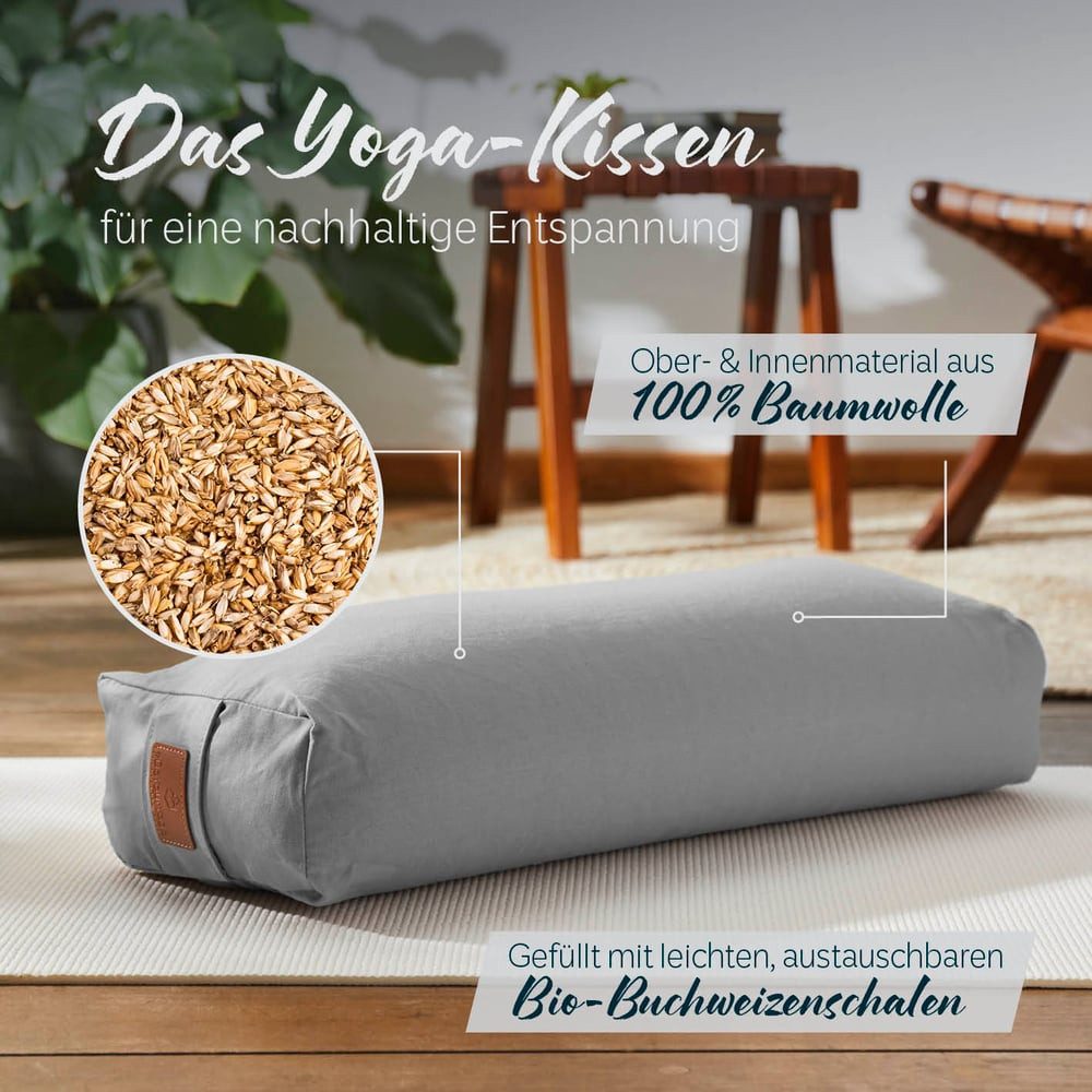 #DoYourYoga Yogakissen Yoga Bolster Paravati, gefüllt mit Bio-Buchweizenschalen,Yogakissen 67x22x13cm