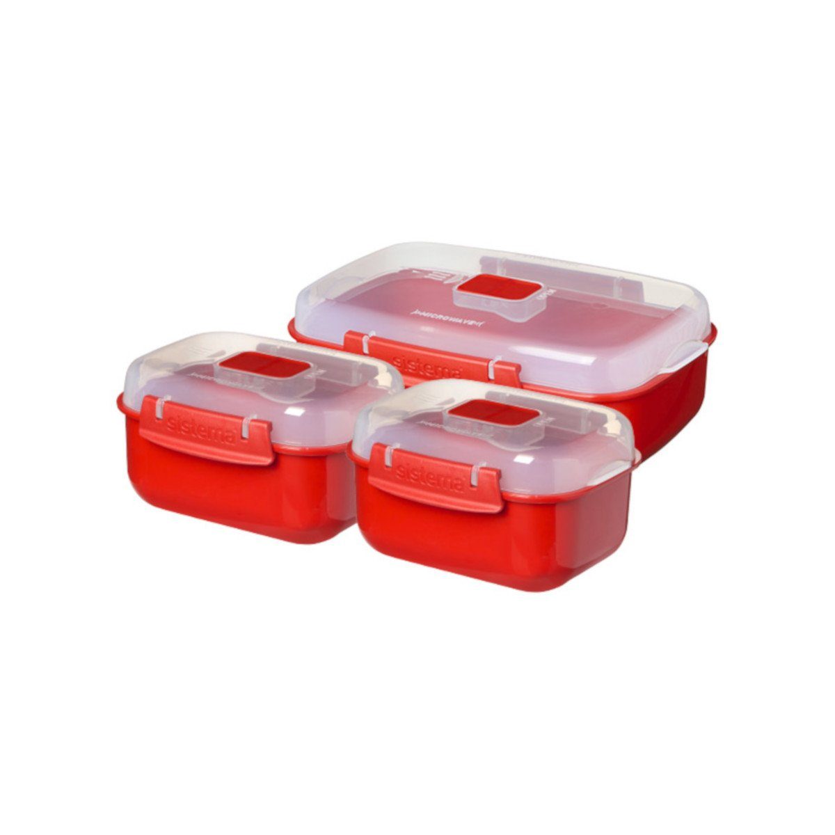 sistema Mikrowellenbehälter Mikrowellengeschirr Heat & Eat 3er-Set, rot, Kunststoff lebensmittelsicher – Bild 2 von 3