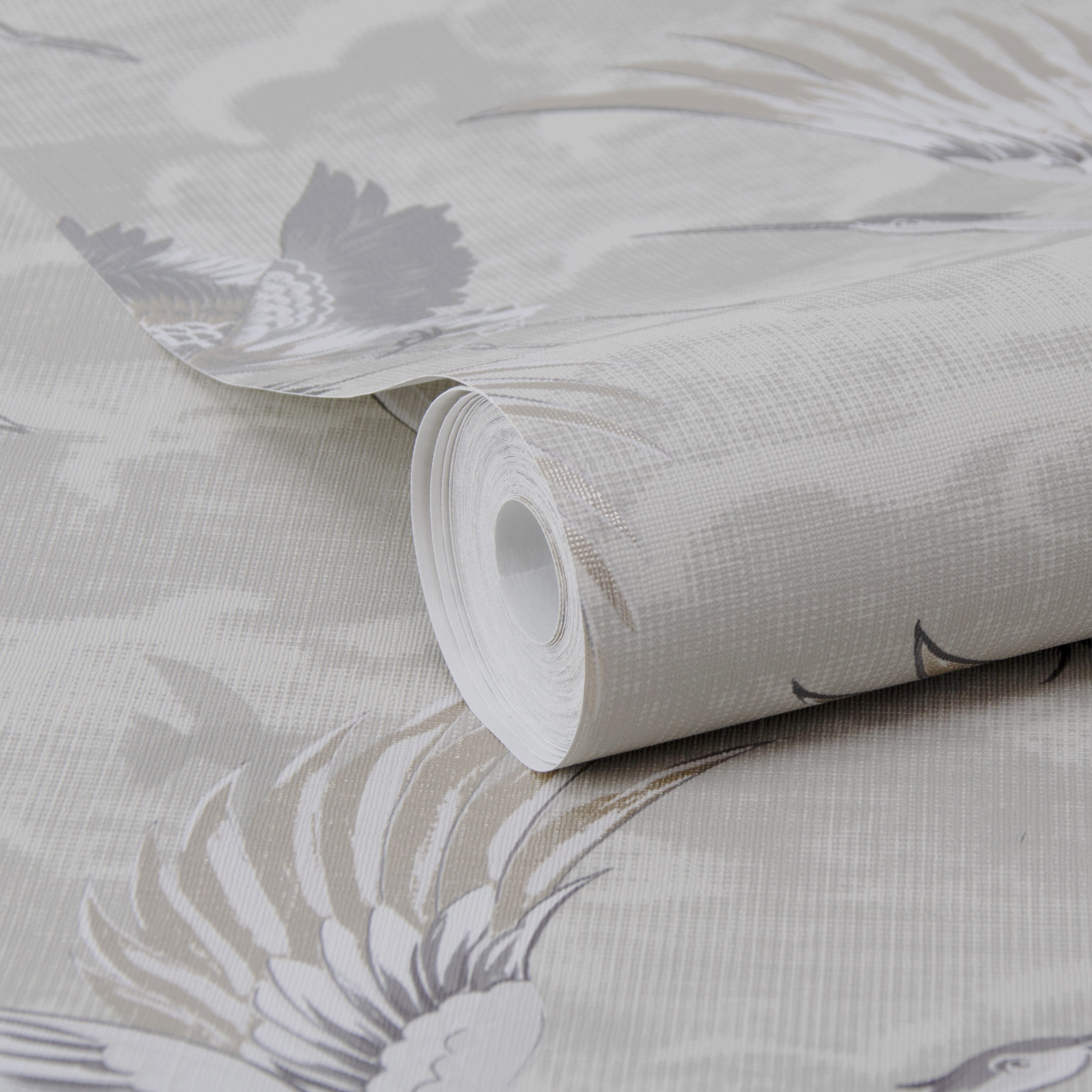 Superfresco Easy Vliestapete Kranich, geprägt, neutral, (1 St), 10mx52cm (ca. 5m2)