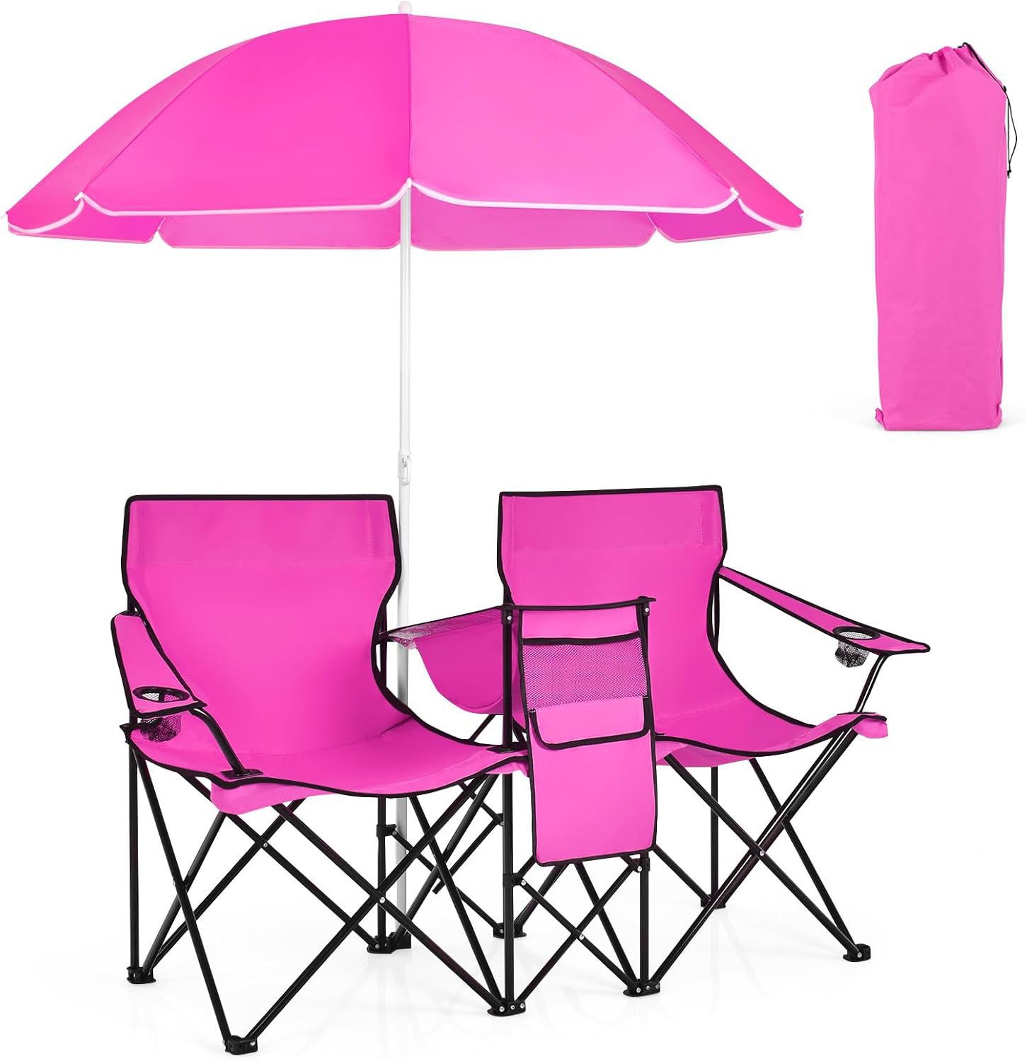 KOMFOTTEU Campingstuhl Klappstuhl, aus Oxford-Stoff,mit Sonnenschirm günstig online kaufen