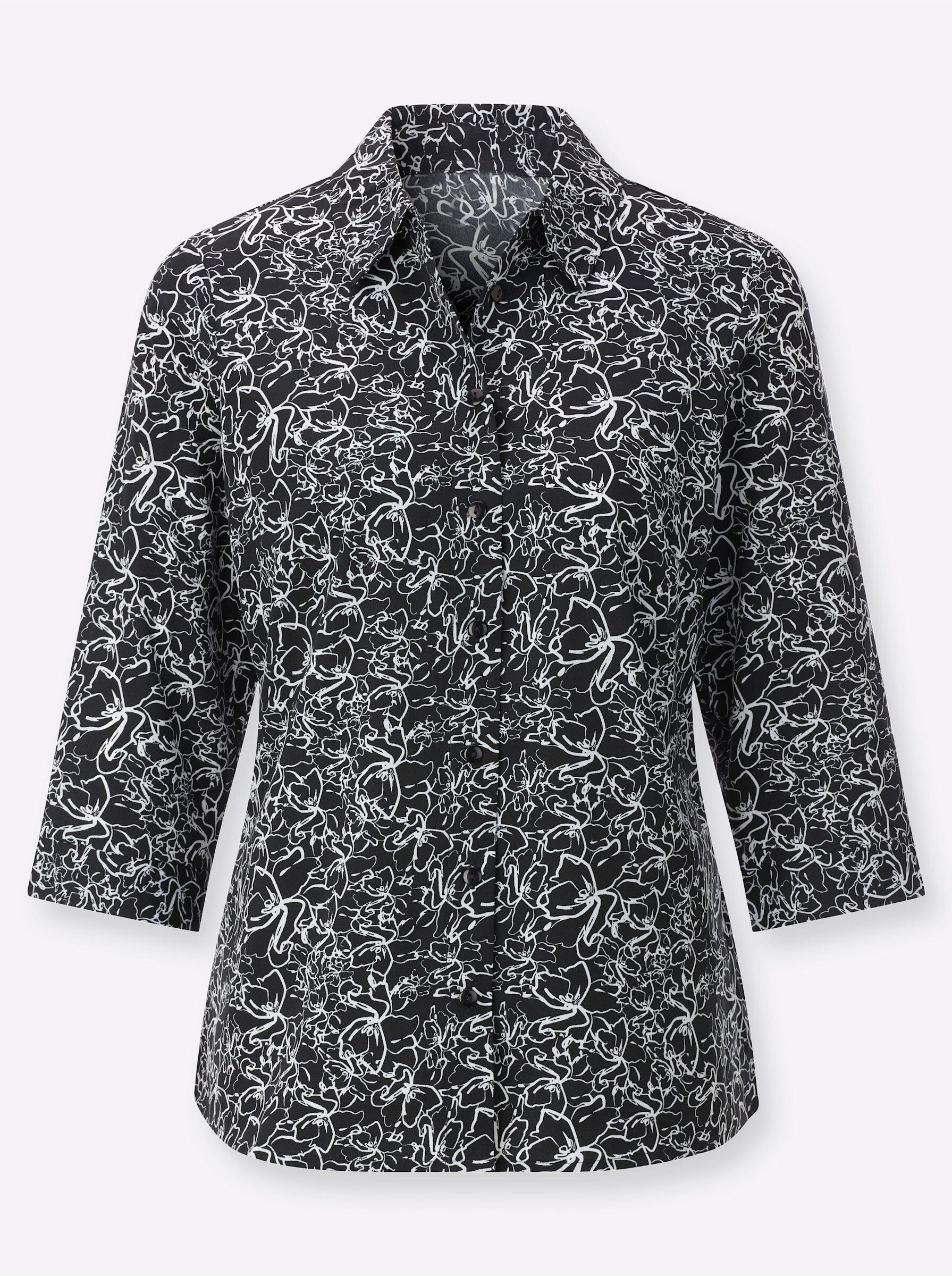 Klassische Bluse Hemdbluse 3/4-Arm