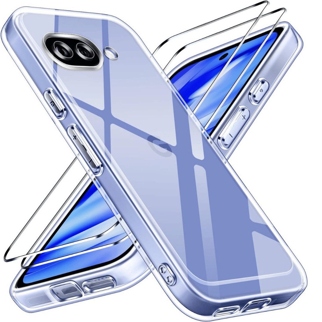 SmartUP Smartphone-Hülle + 2X Schutzglas für Google Pixel 9A Panzerfolie Display Screen Case 9H 6,3-Zoll, kompletter Rundumschutz
