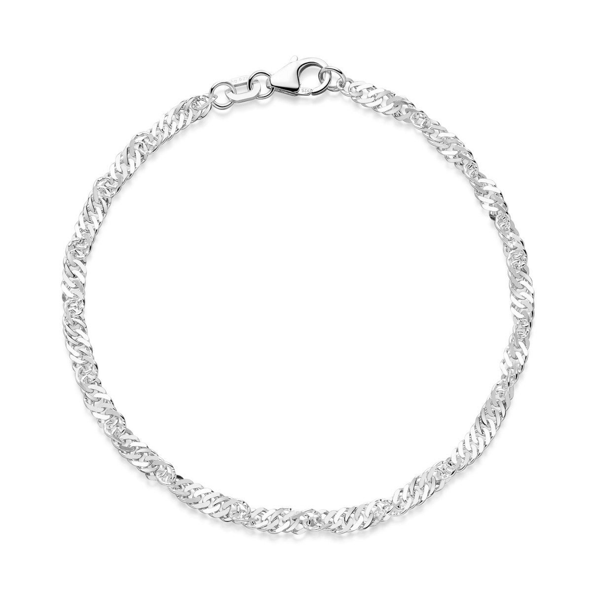 Materia Armkette Damen Singapurkette Hochglanz SA-84, 925 Sterling Silber