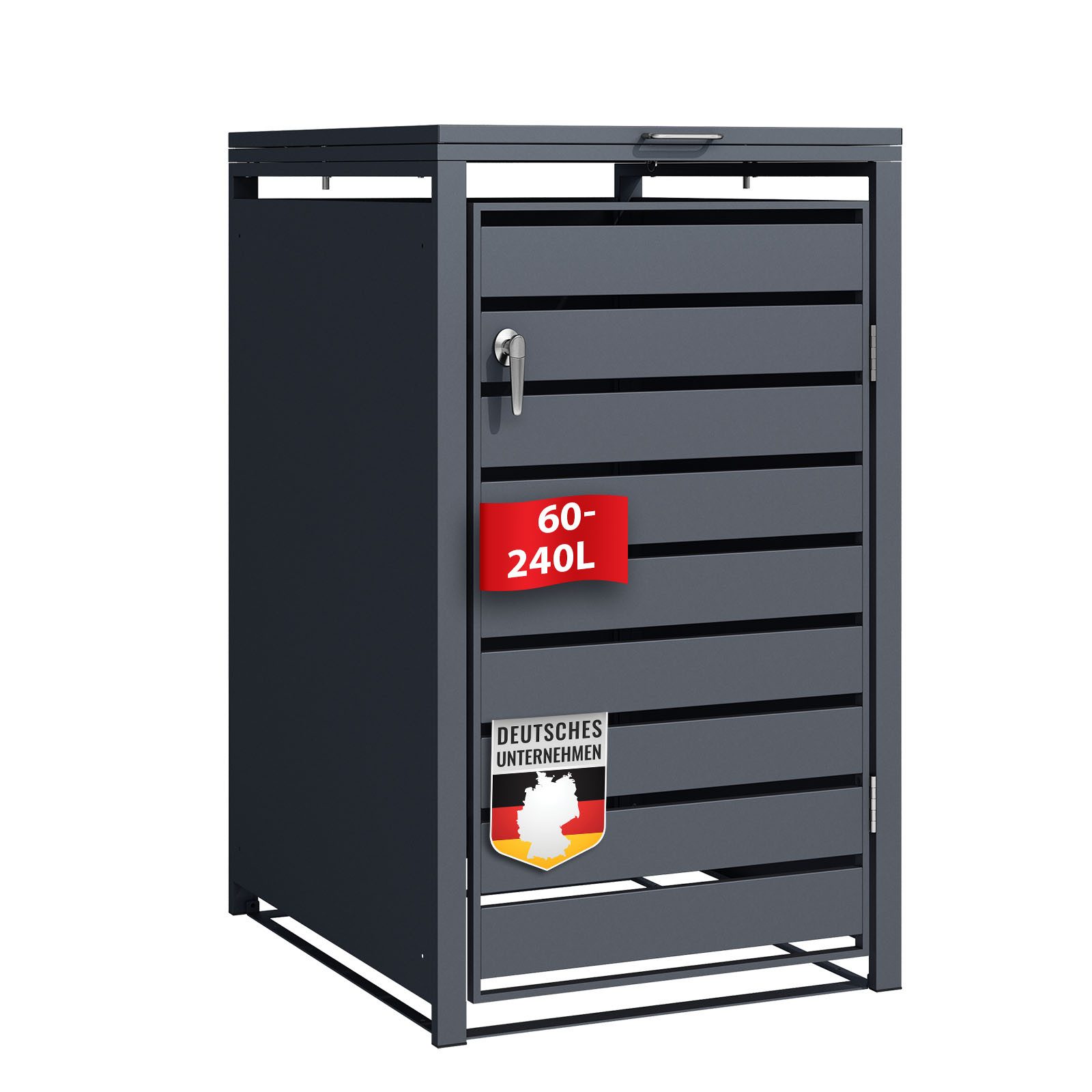 Floordirekt Mülltonnenbox Magnus, Wetterfeste Anthrazitfarbene Mülltonnenverkleidung, Pulverbeschichtetes, verzinktes Stahlblech