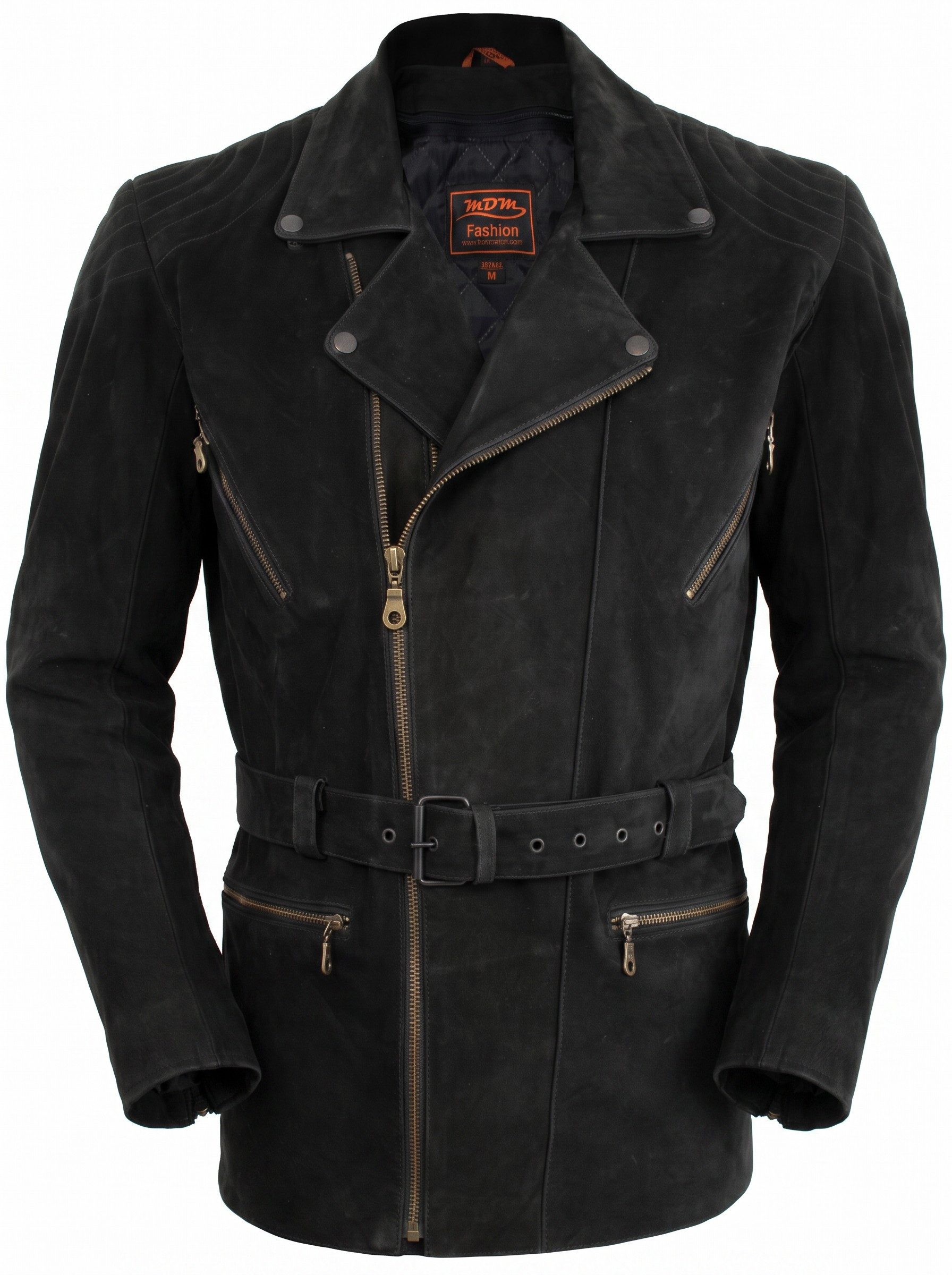 MDM Motorradjacke Längere Herren Motorrad Leder Jacke Klassischen Chopper Look Klassische Motorrad Chopper Leder Jacke – Bild 2 von 5