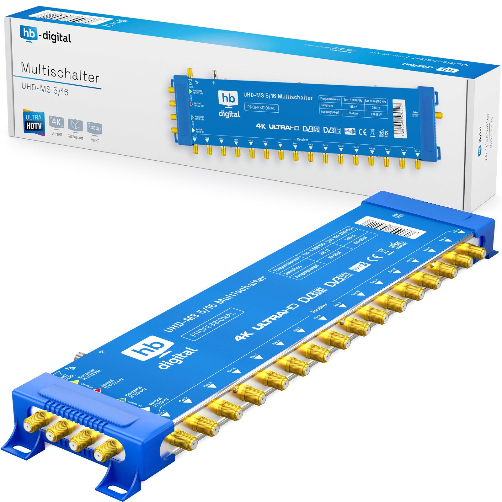 SAT-Multischalter Multischalter SAT UHD-MS 5/16 bis zu 16 Teilnehmer Multiswitch