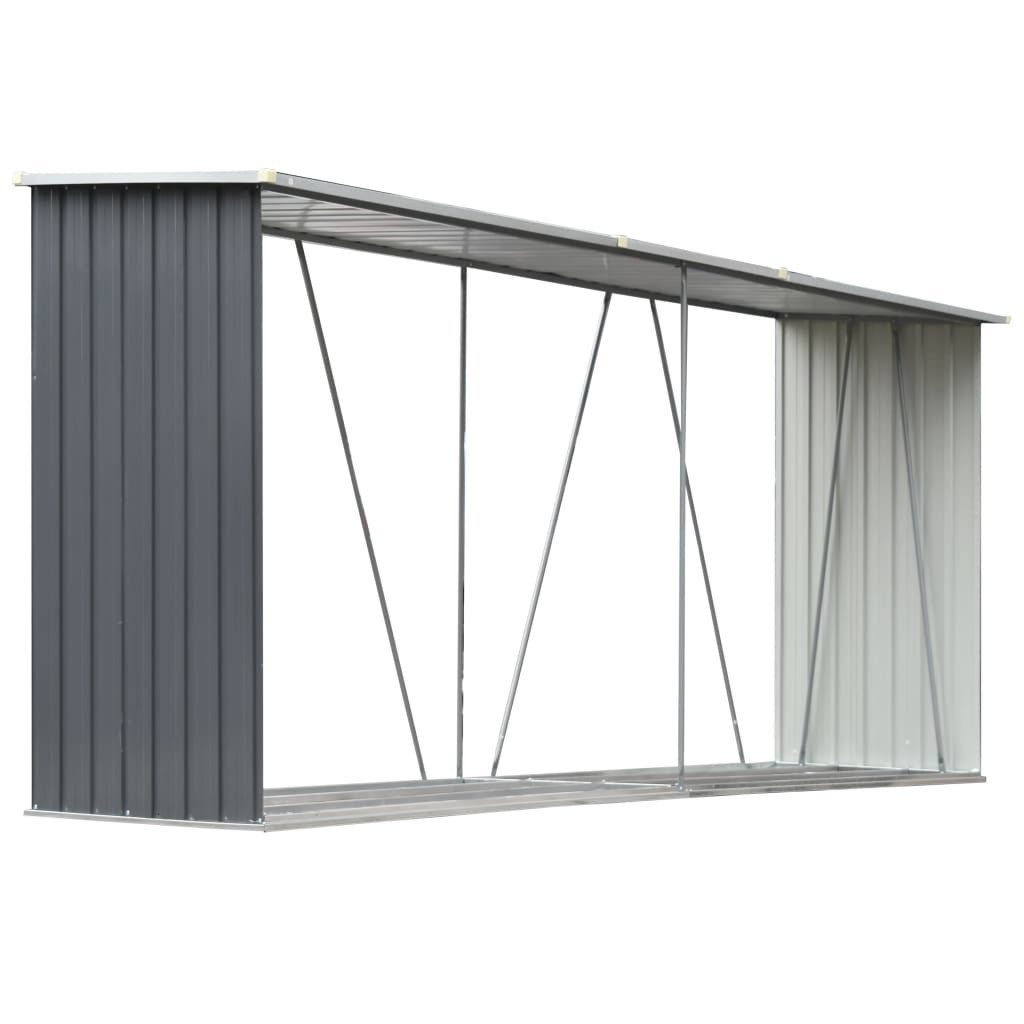 vidaXL Kaminholzregal NA Brennholzlager aus verzinktem Stahl 330x84x152 cm Grau, BxTxH:330x84x84 cm