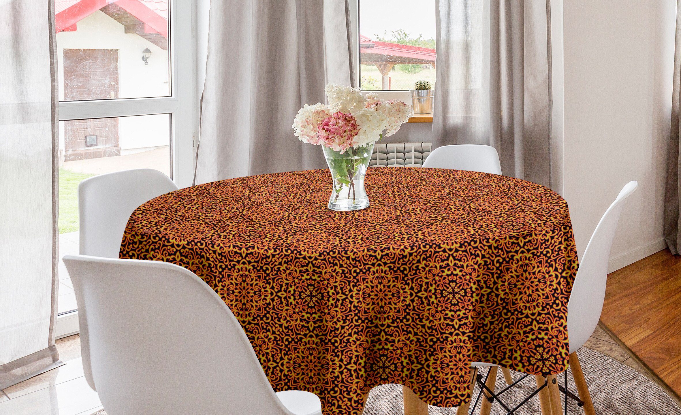 Abakuhaus Tischdecke Kreis wirbelnde abstrakte Herbst-Damast für Tischdecke Küche Esszimmer Abdeckung Dekoration