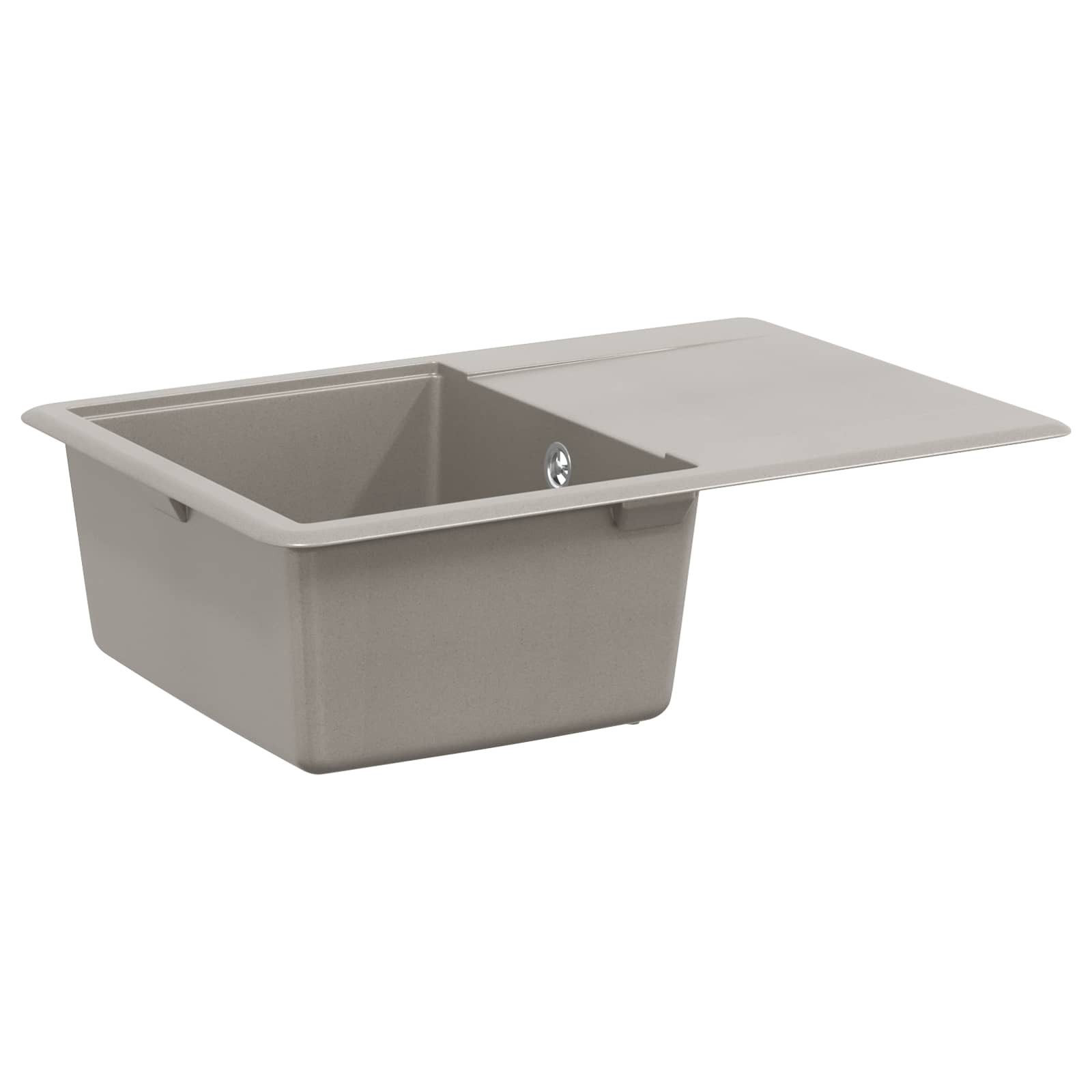 vidaXL Granitspüle Waschbecken Grau 670 x 460 mm 80% Quarz und 20% Harz, Rechtwinklig, 5/670 cm, (1 St)