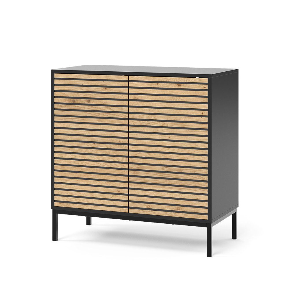 Vicco Kommode Eliza, Schwarz/Eiche, 80 x 81.2 cm mit 2 Türen (1 St)