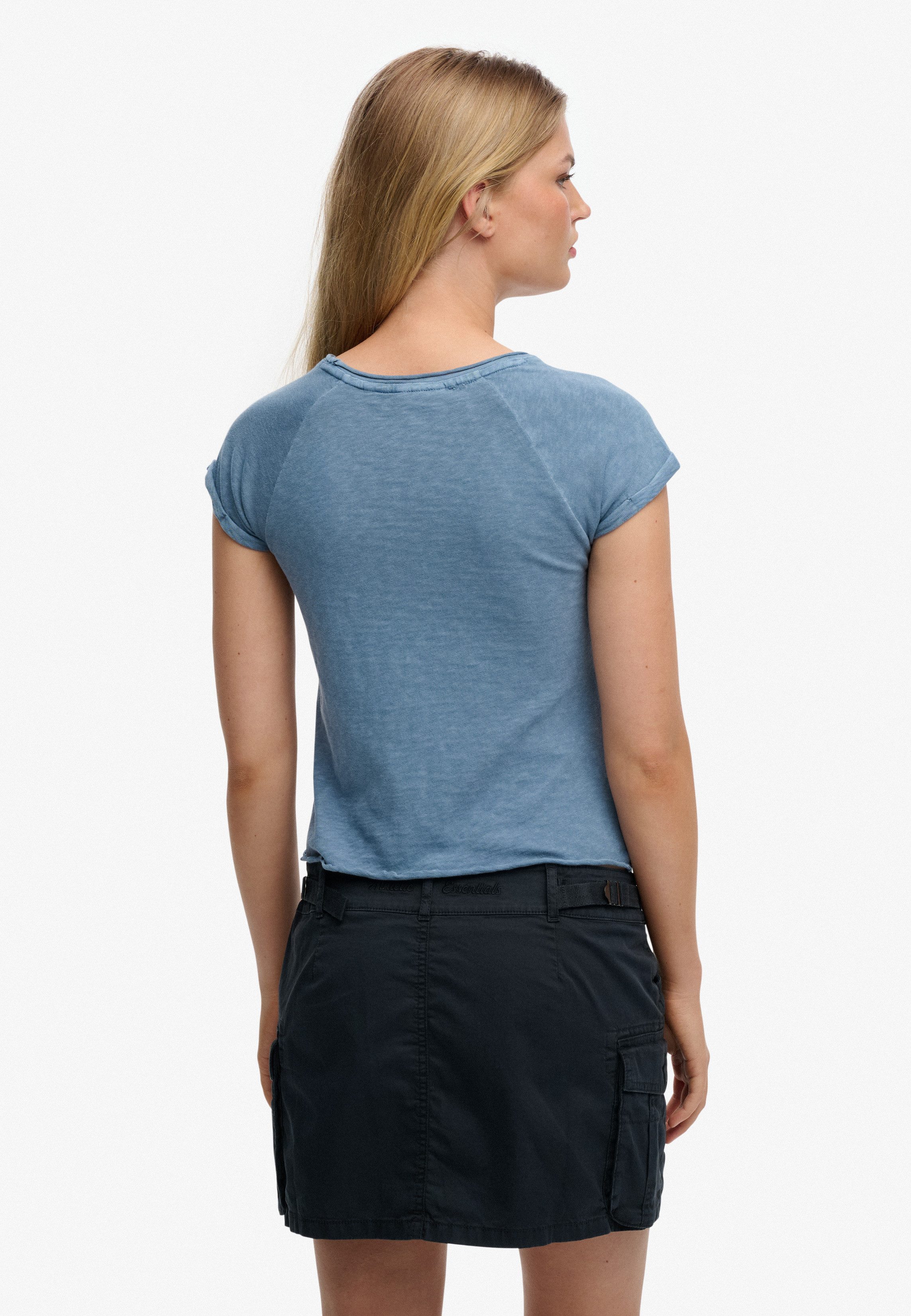 Superdry Kurzarmshirt ATH ESS SLUB GRAPHIC TEE Baumwolle, skinny fit