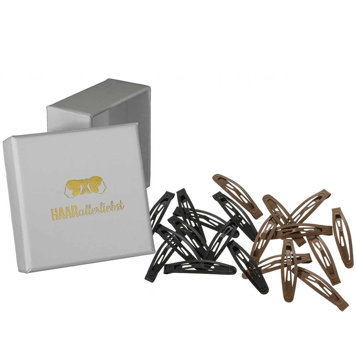 HAARallerliebst Haarspange für dickes Haar, Spar-Set, 20-tlg., Farbe schwarz braun, 42cm lang