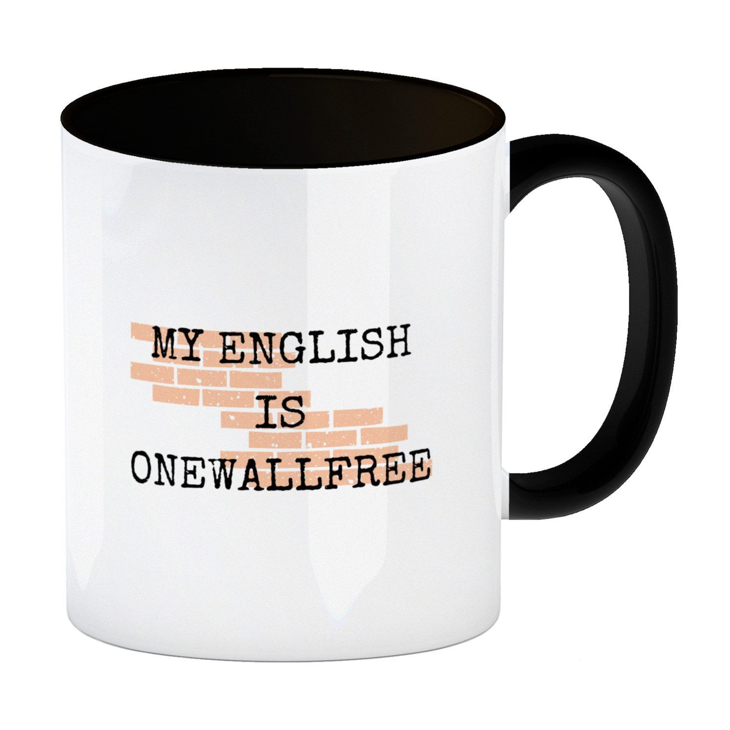 Tasse Denglisch Kaffeebecher in schwarz mit Spruch My english is