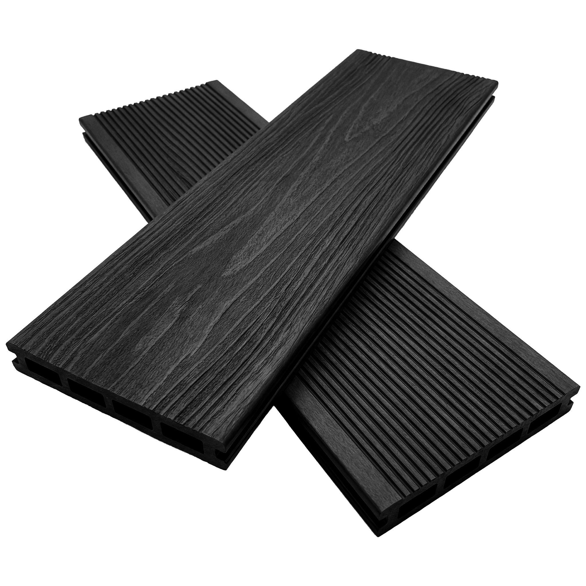 Floordirekt Terrassendielen WPC Komplettset Terrassendielen 2 m² Komplettset Crown 220cm Holzoptik, 22 mm Stärke, beidseitig nutzbar inkl Unterkonstruktion