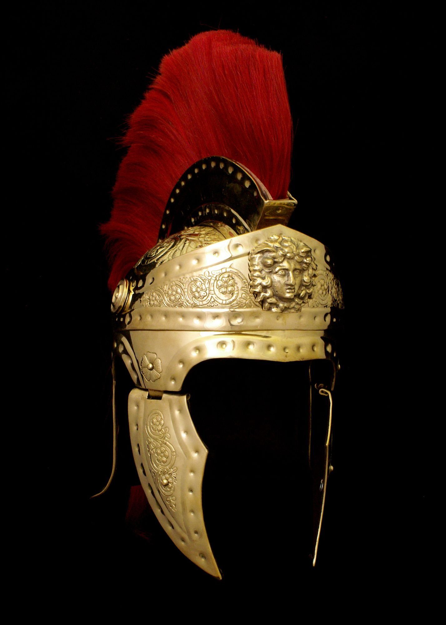 Ritter-Kostüm Prunkhelm der römischen Prätorianer-Garde, Messing