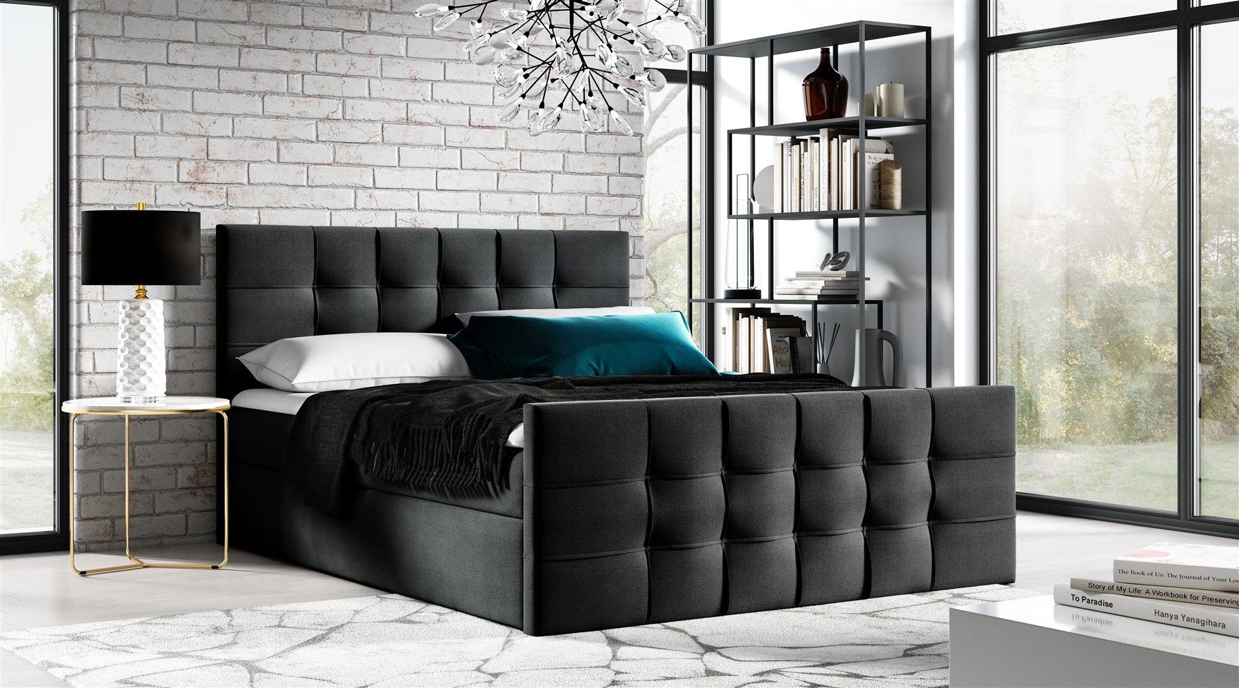 Fun Möbel Boxbett Schlafzimmerbett OVIEDO LUX Überlänge (inkl. Bettkästen, inkl. Kaltschaumtopper), Überlänge (220cm)