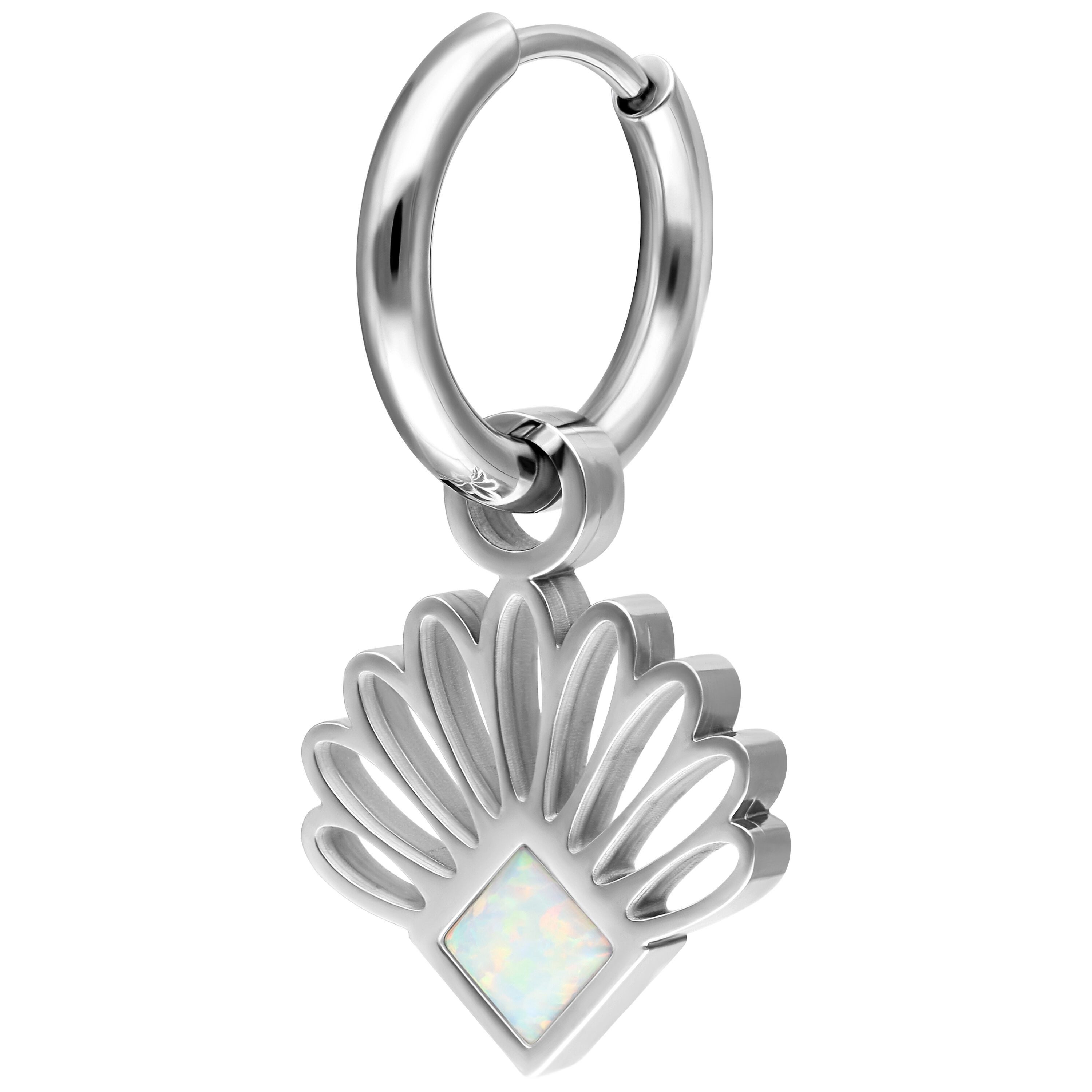 Wildcat Paar Ohrhänger Synthetic Opal Fan Hoops (Pair) - Silber, Chirurgenstahl 316L - wasserfest, langlebig, hautverträglich
