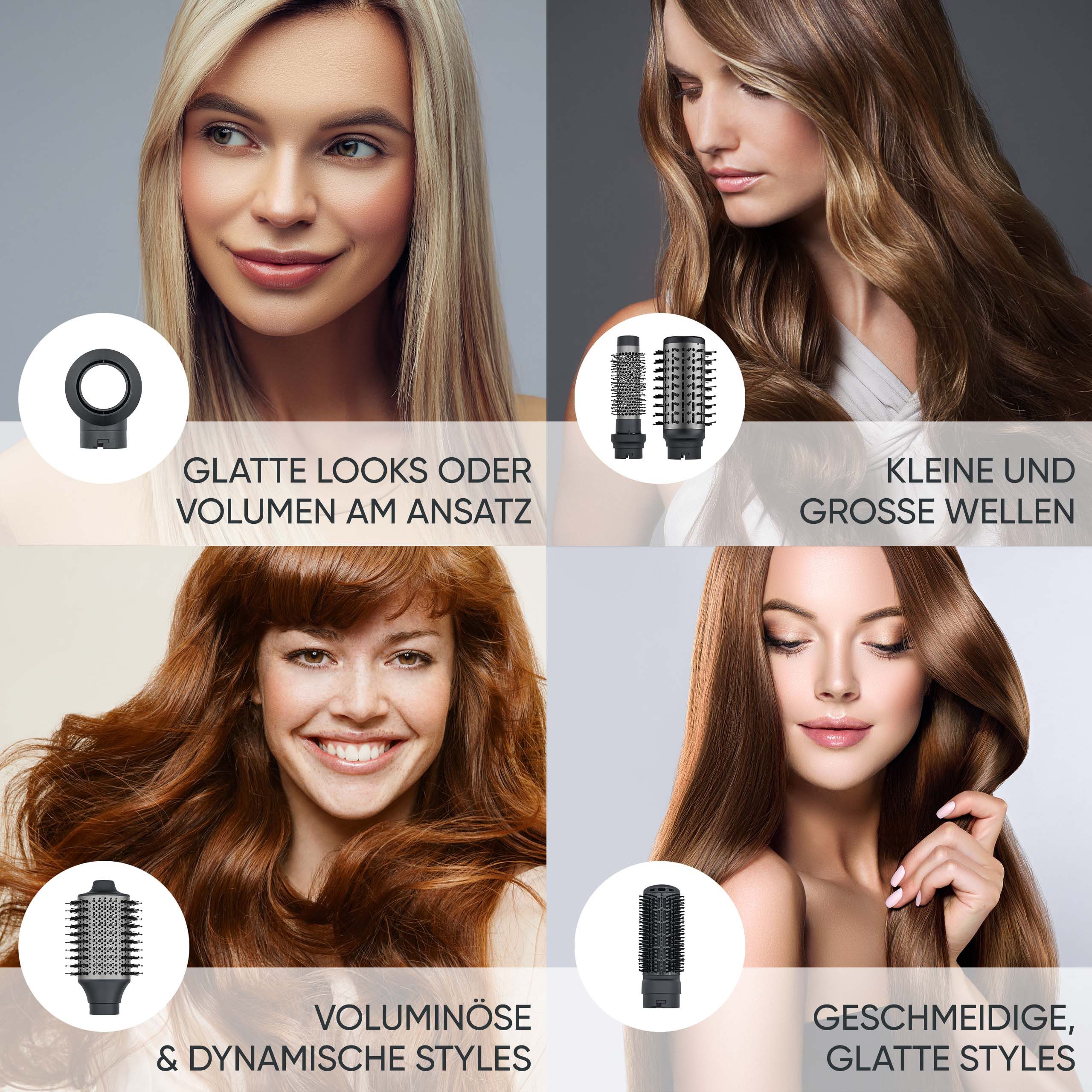 Severin Multihaarstyler WL 0683, 5-in-1 Multi-Styler, Ionen-Föhn, Stylingbürste, Airflow-Technik, 1500W