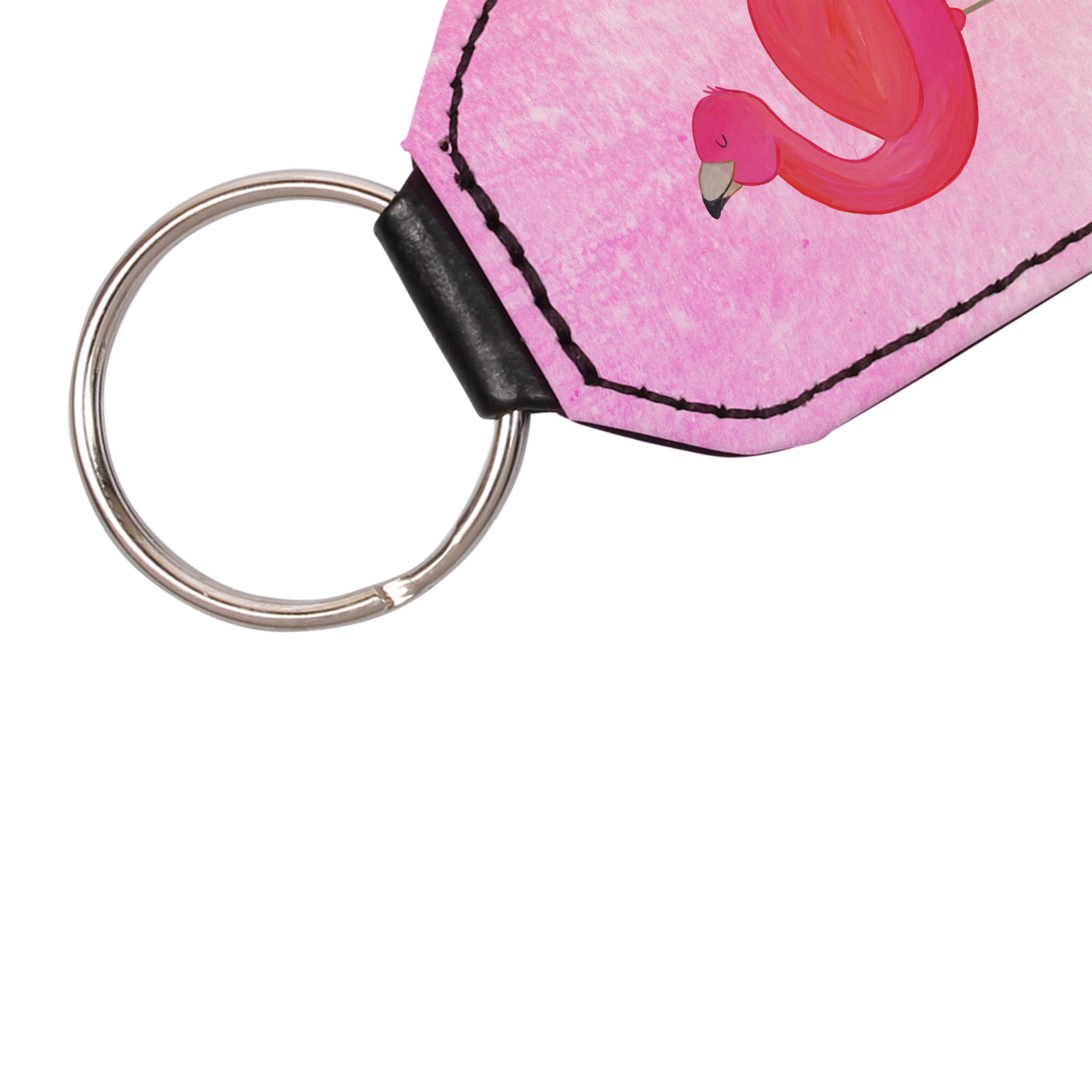 Flamingo Schlüsselanhänger Geschenk, Panda & Aquarell Selbstlie - (1-tlg) - Selbstakzeptanz, Mrs. Mr. Pink stolz