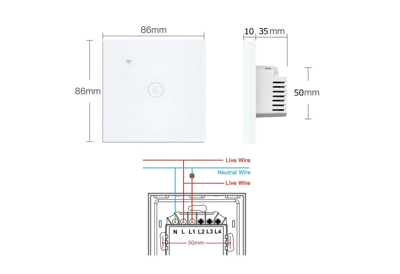 Thumbnail - Bolwins Lichtschalter A33C WiFi Intelligent Touchschalter Home Wandschalter Lichtschalter