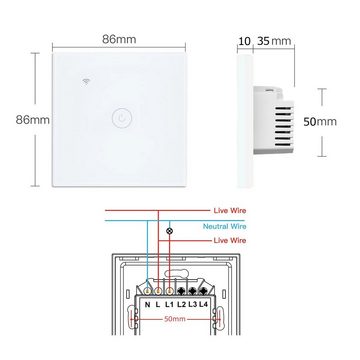 Bolwins Lichtschalter A33C WiFi Intelligent Touchschalter Home Wandschalter Lichtschalter