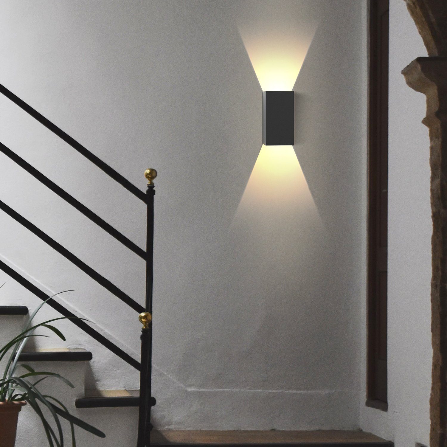 ZMH LED Wandleuchte innen Schwarz 5W Modern Wandlampe 3000K Wohnzimmer Flur, LED fest integriert, Warmweiß, Treppenlampe,Flurlampe,Warmweiß,wandlampe aussen – Bild 5 von 5