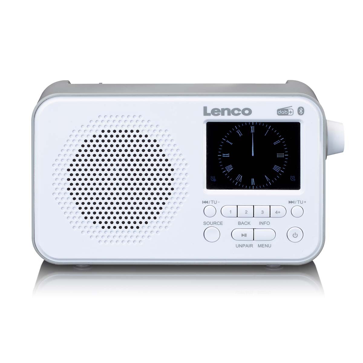 Lenco PDR-036WH Radio (DAB+ Radio,FM Radio,Tragbares Radio, 2 W, DAB+, FM, Bluetooth für Musikgenuss, für Zuhause und unterwegs)