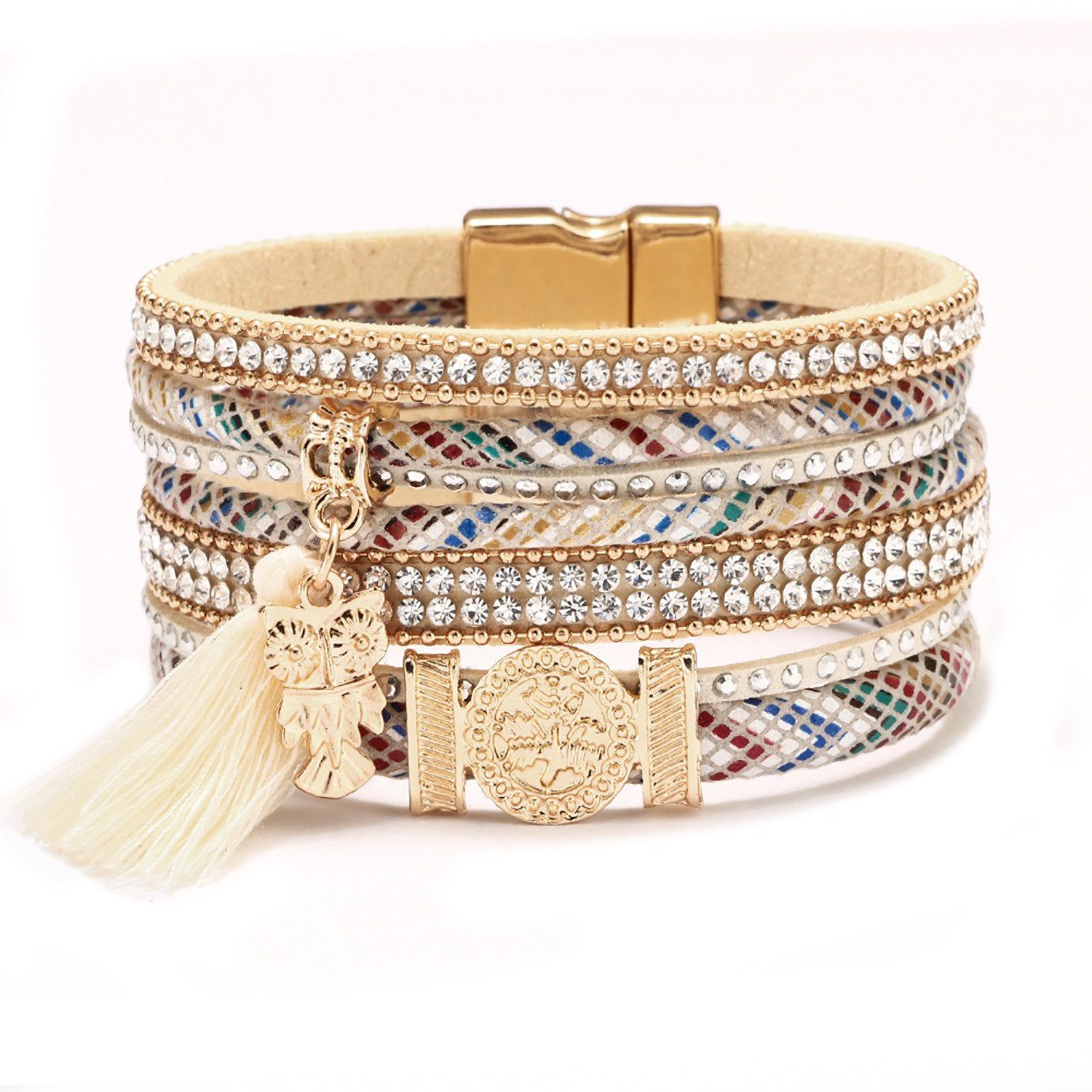 Refttenw Lederarmband Damen Boho Strass Leder günstig online kaufen